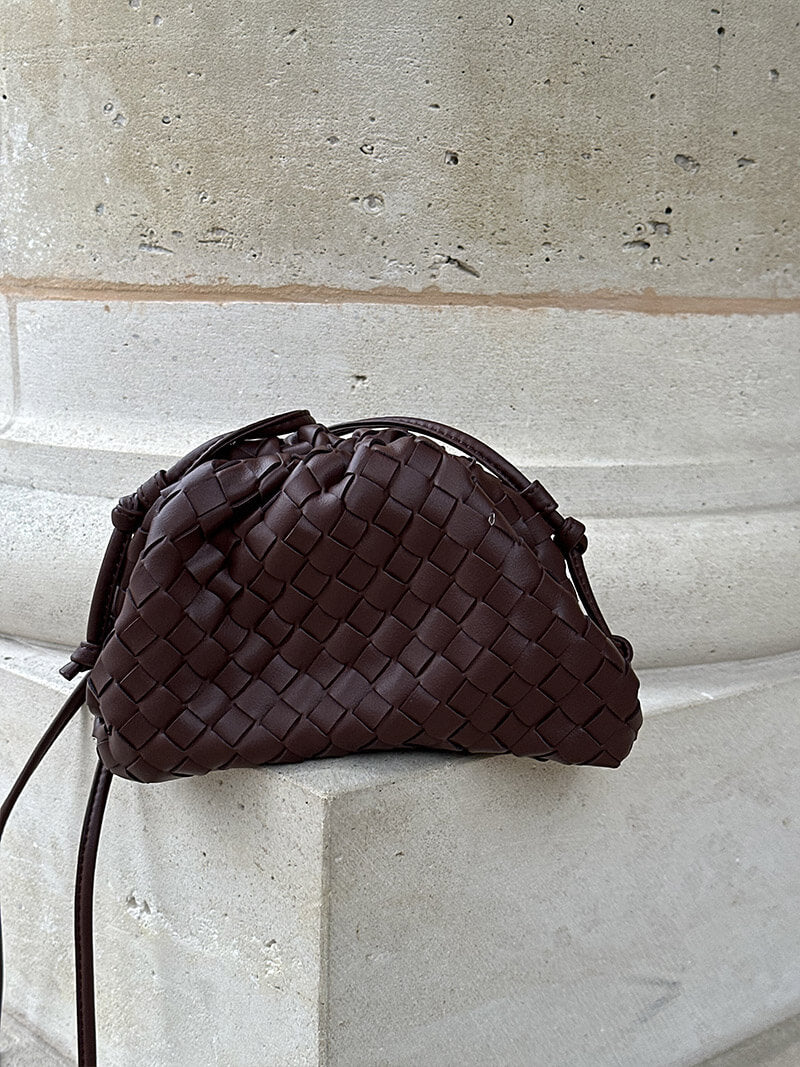 Emma – Elegant Mini Woven Clutch with Shoulder Strap