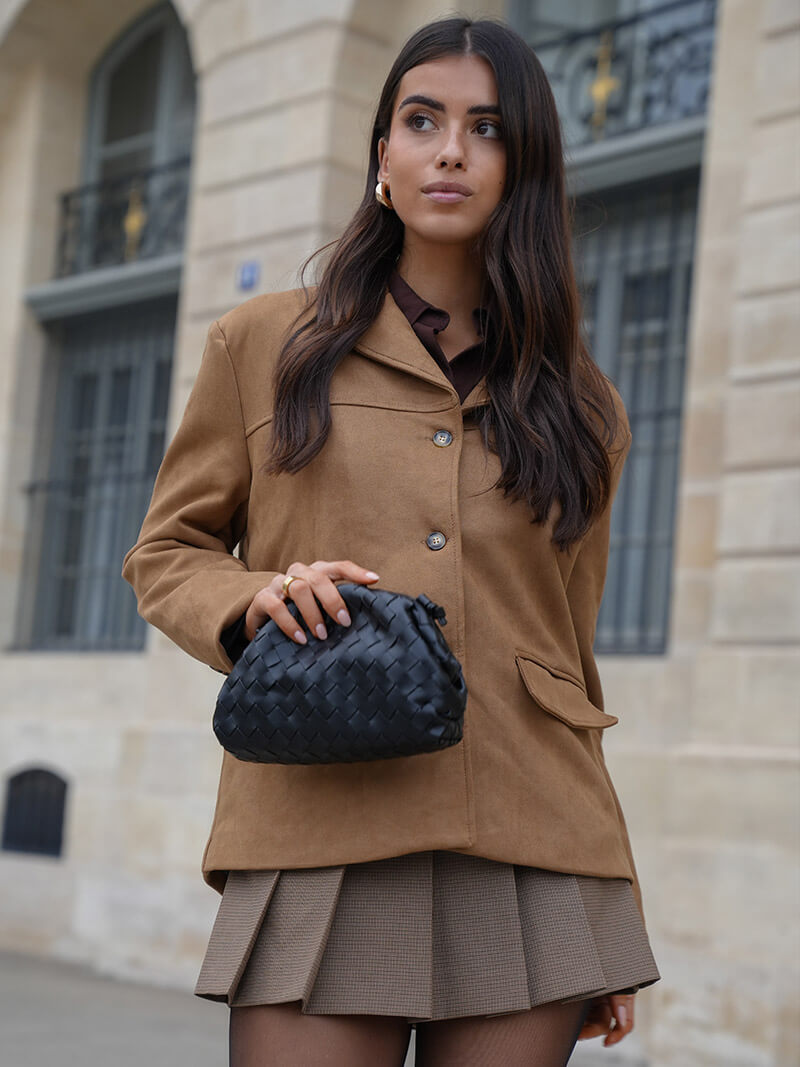 Emma – Elegant Mini Woven Clutch with Shoulder Strap