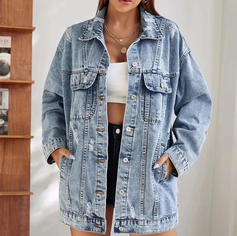 Women's Torn Denim Jacket