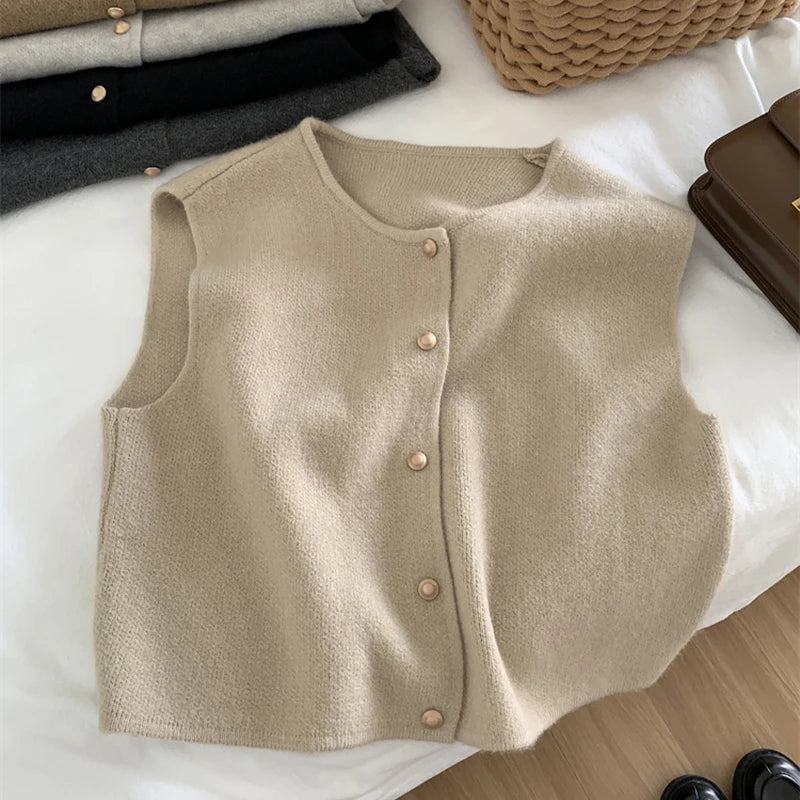 Léa Douce Cardigan Sans Manches en Maille