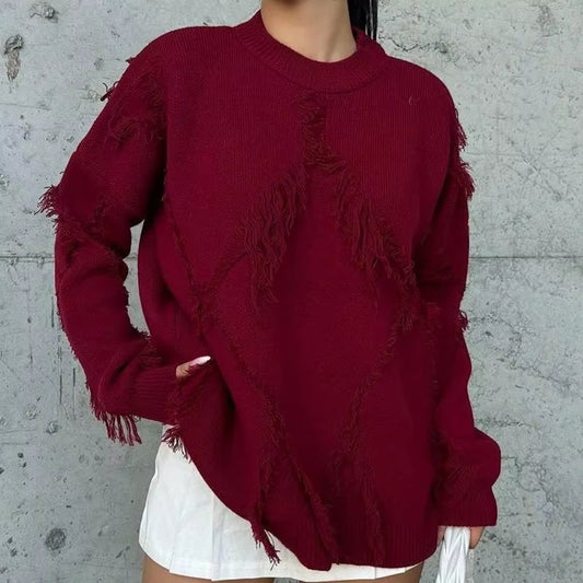 Maglione caldo in lana con dettagli intrecciati
