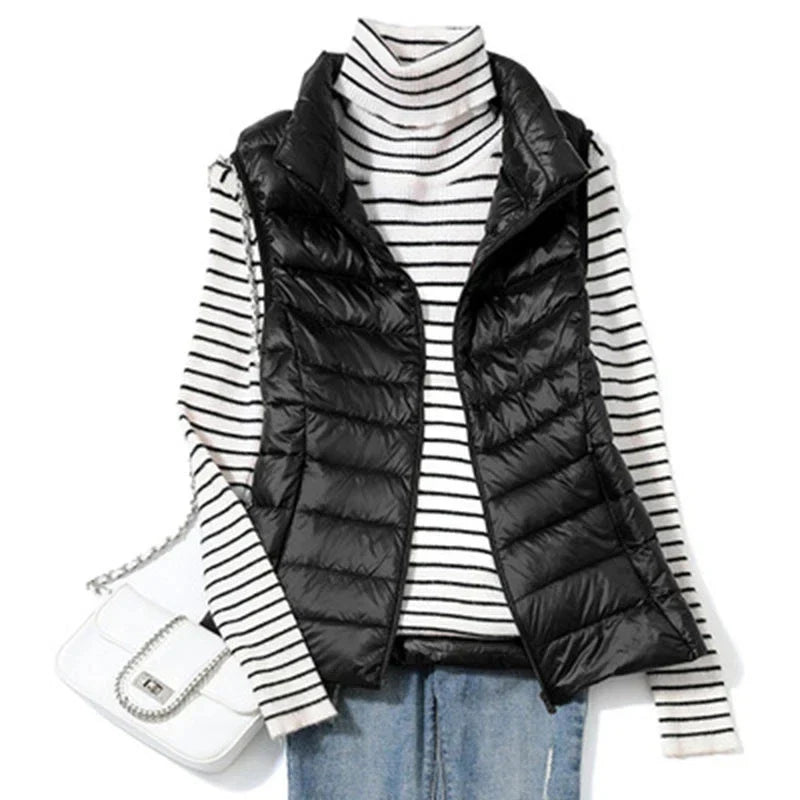Clara – Lightweight colorful sleeveless down jacket for mid-season