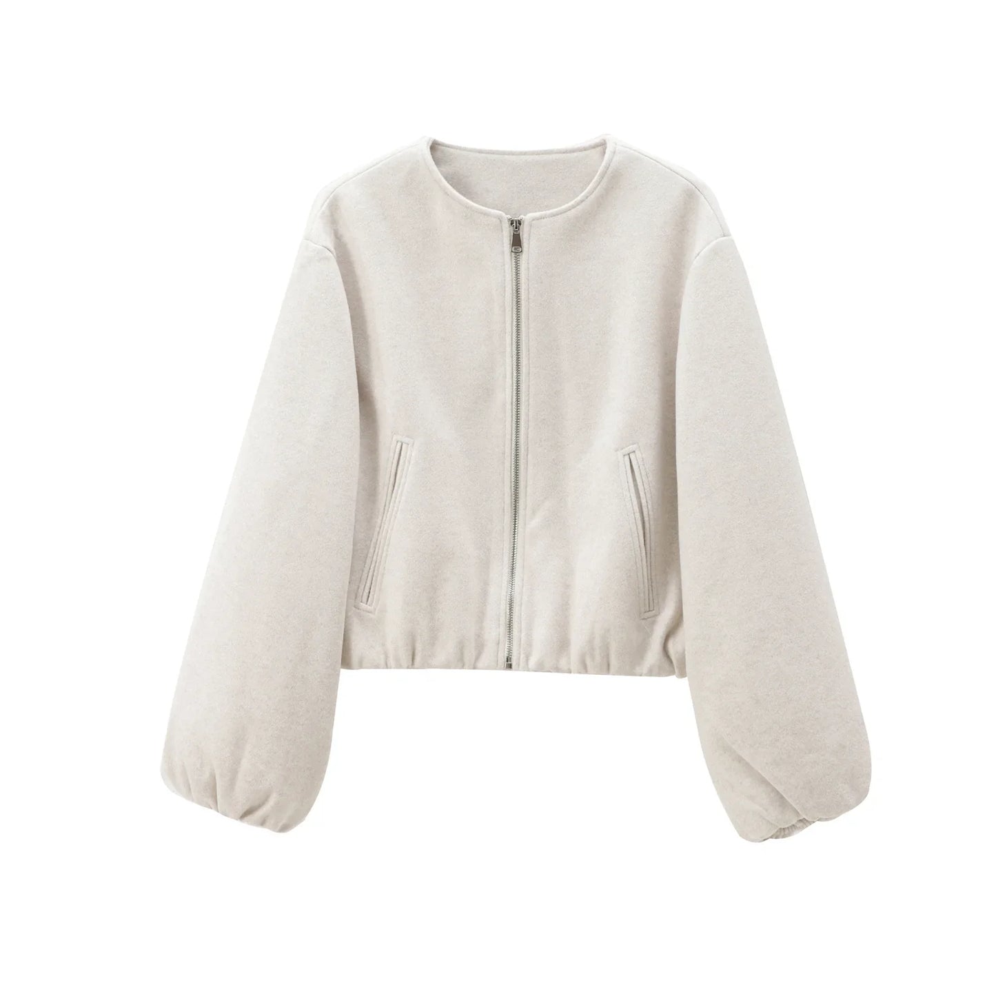 Léa – Elegant bomber in soft gray fabric