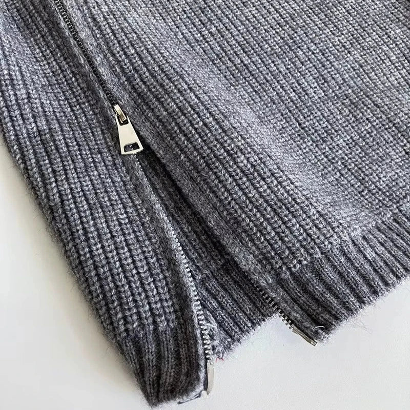 Women's Long Turtleneck Sweater with Zipper