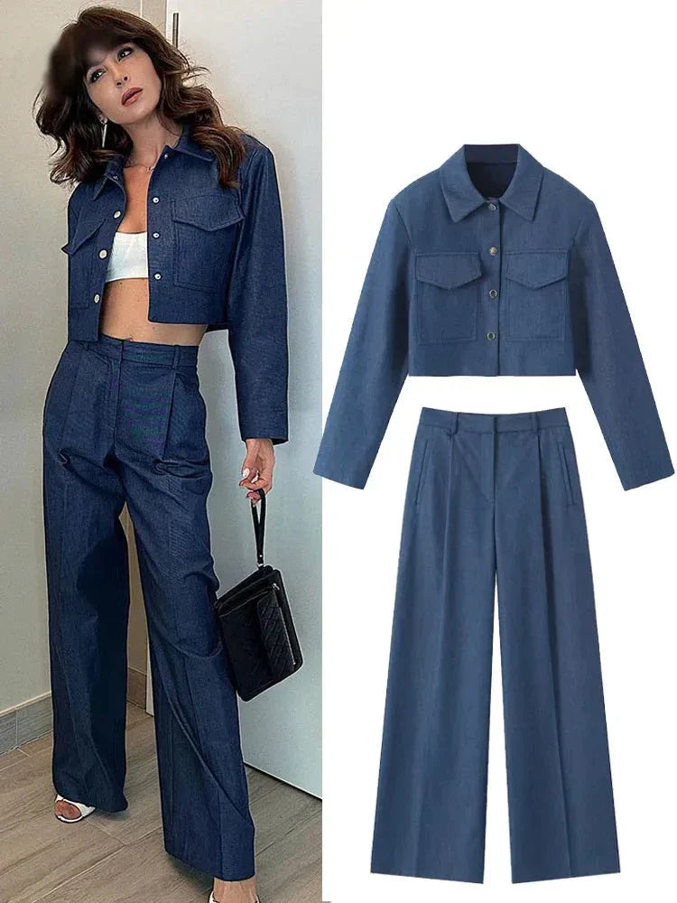 Women's denim streetwear set