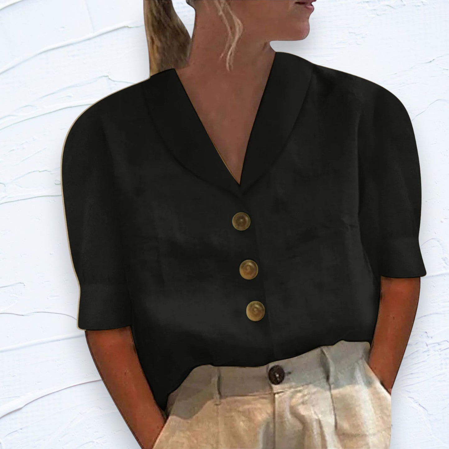 Women's Blouse - Loose Short Sleeves