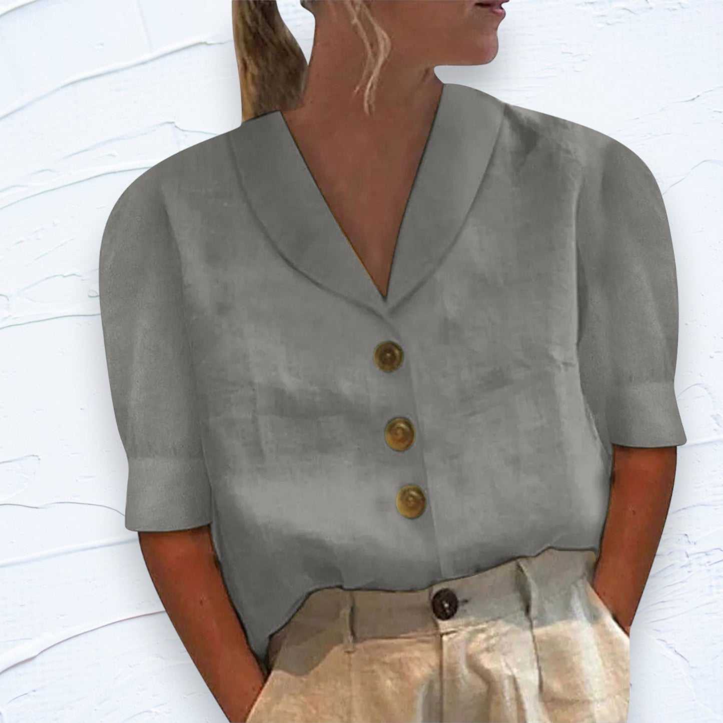 Women's Blouse - Loose Short Sleeves