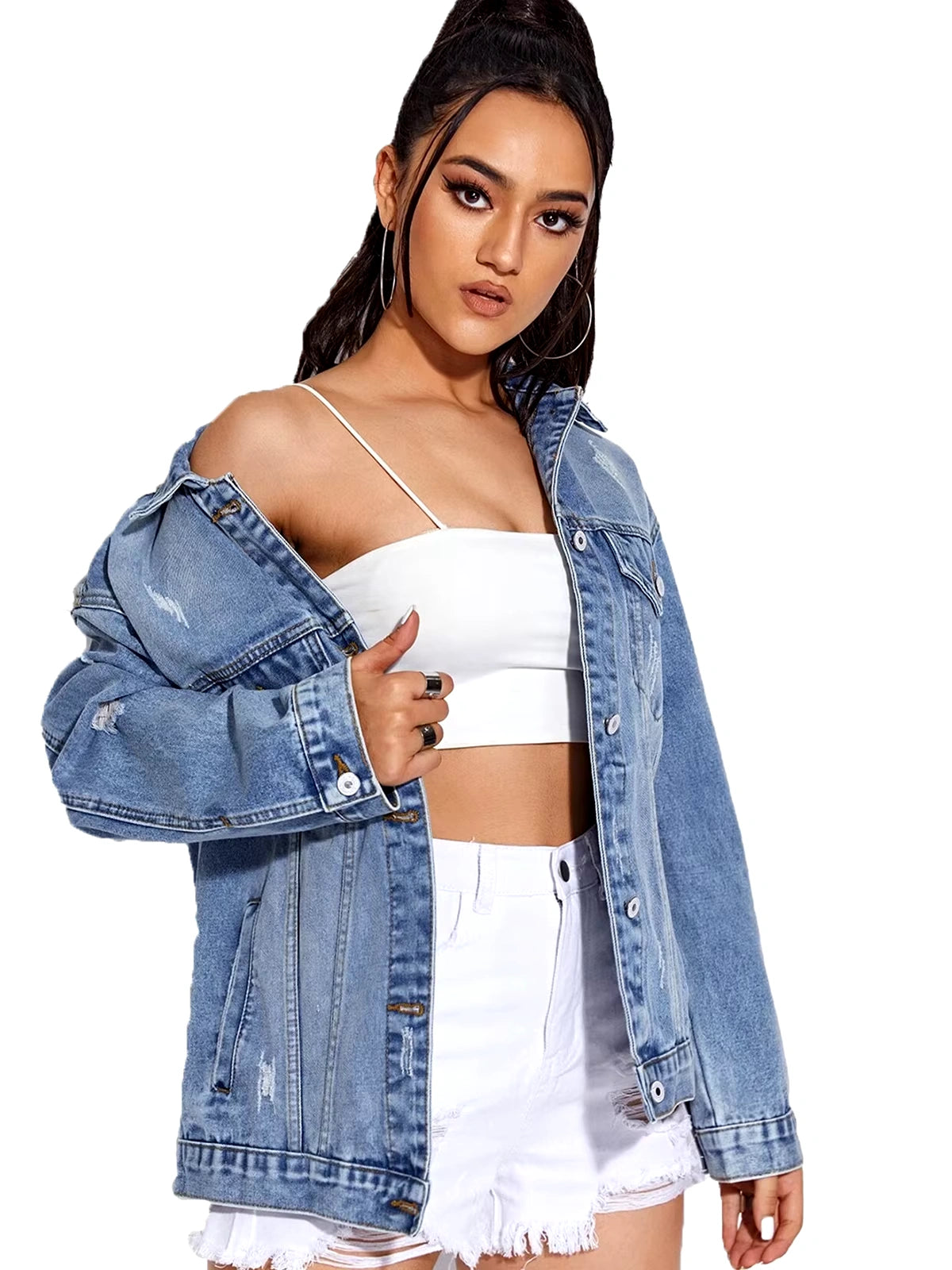 Women's Torn Denim Jacket