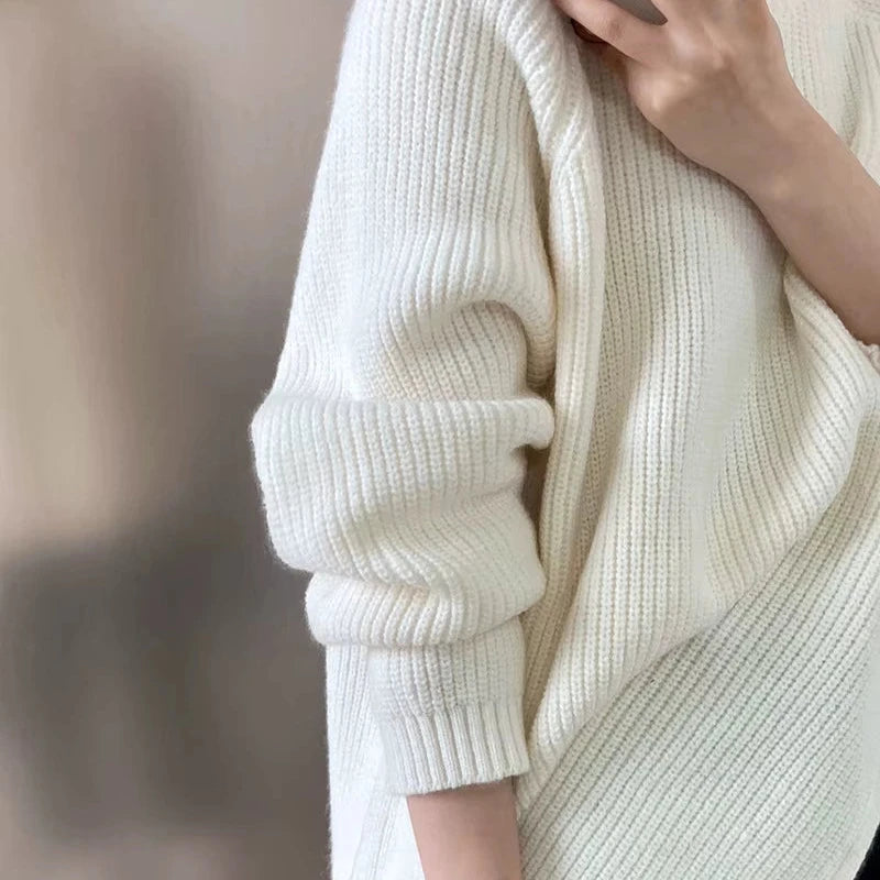 Women's Long Turtleneck Sweater with Zipper