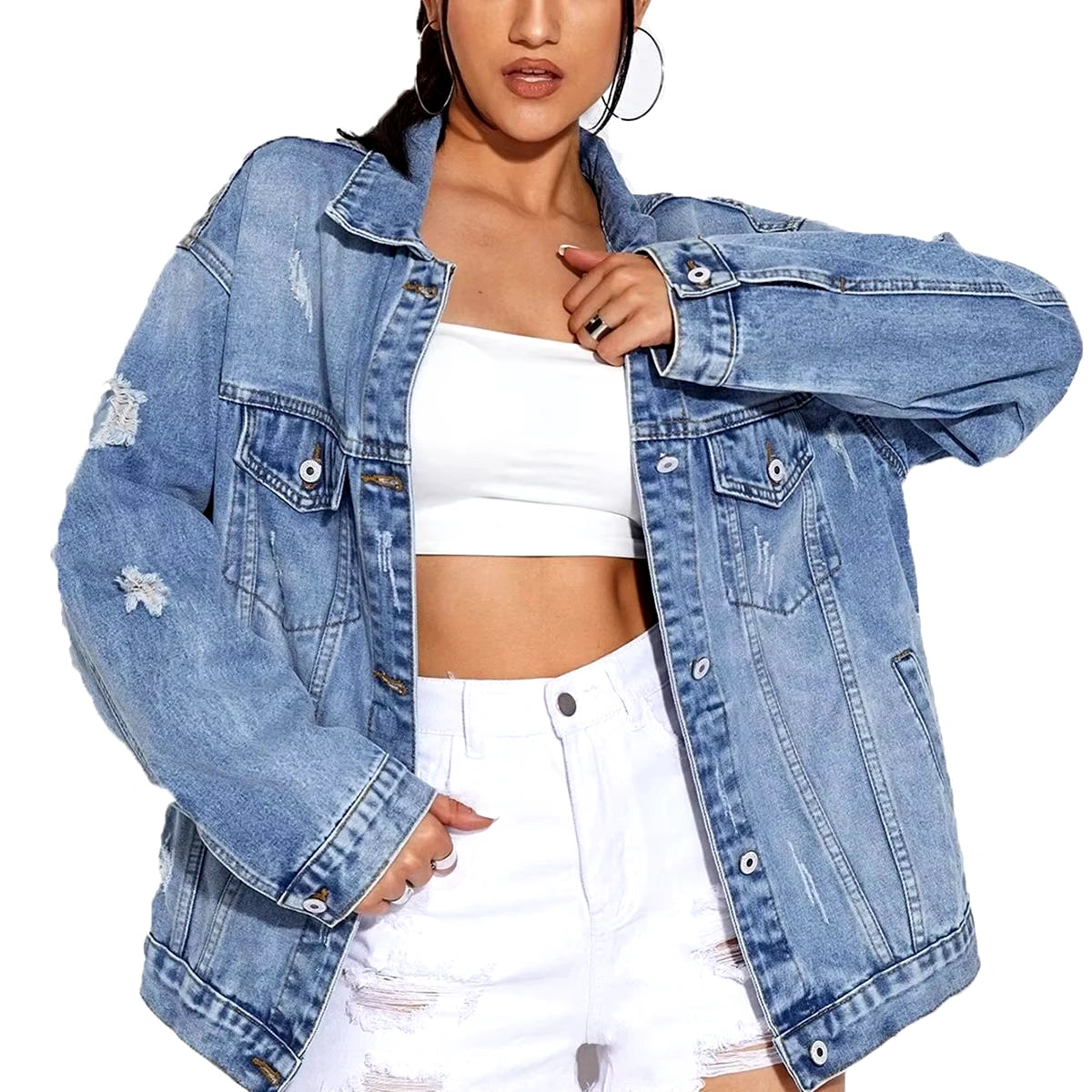 Women's Torn Denim Jacket