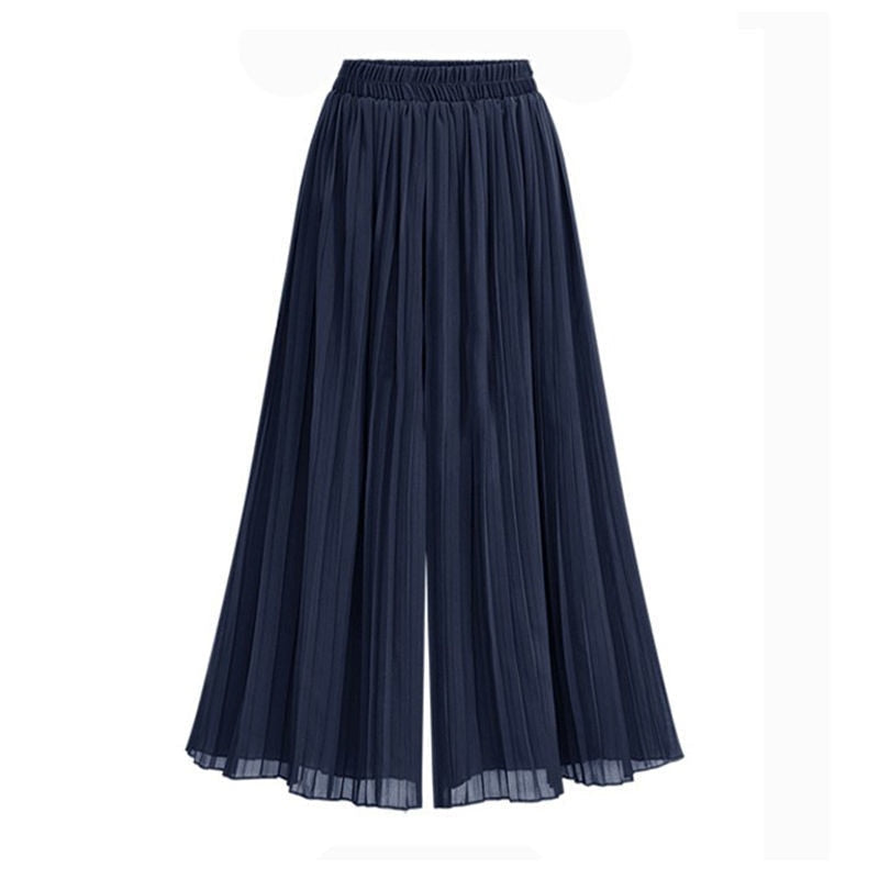 Women's Palazzo Pants - Fluid Pleated