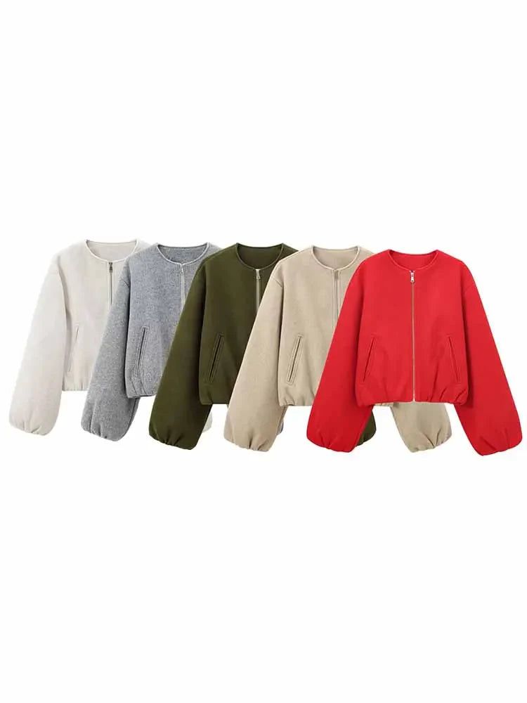 Léa – Elegant bomber in soft gray fabric