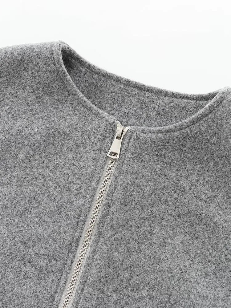 Léa – Elegant bomber in soft gray fabric