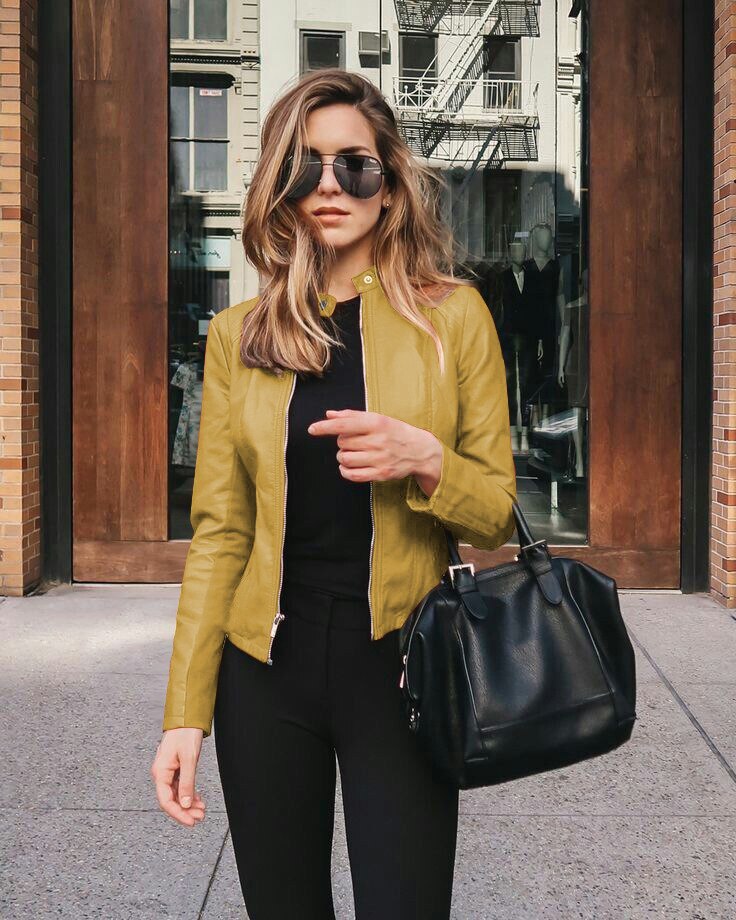 Emma – Elegant and modern slim faux leather jacket