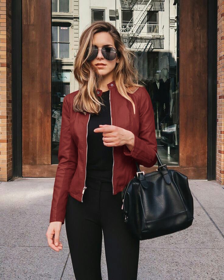 Emma – Elegant and modern slim faux leather jacket