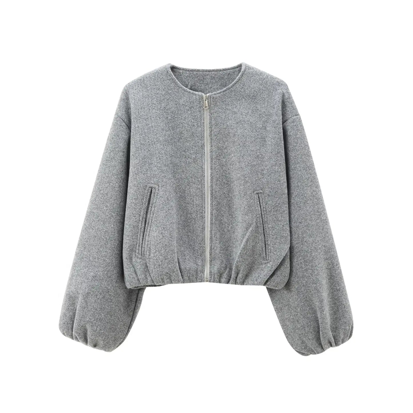 Léa – Elegant bomber in soft gray fabric