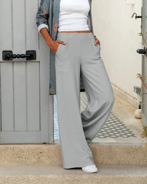 Wide-leg pants for women – High waist Practical pockets