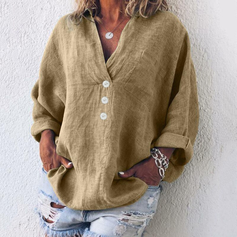 Women's Blouse - Long Sleeves V-Neck