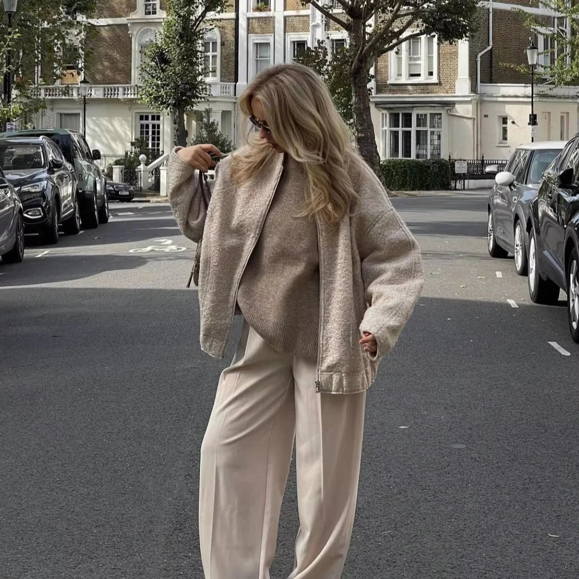 Oversized Zip Bomber Jacket