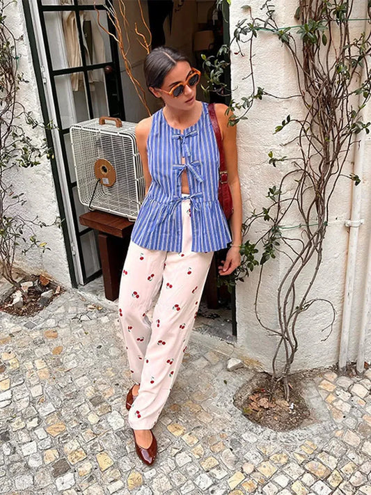 Top senza maniche donna - righe verticali