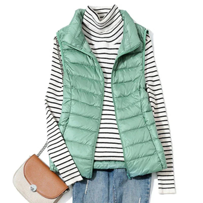 Clara – Lightweight colorful sleeveless down jacket for mid-season