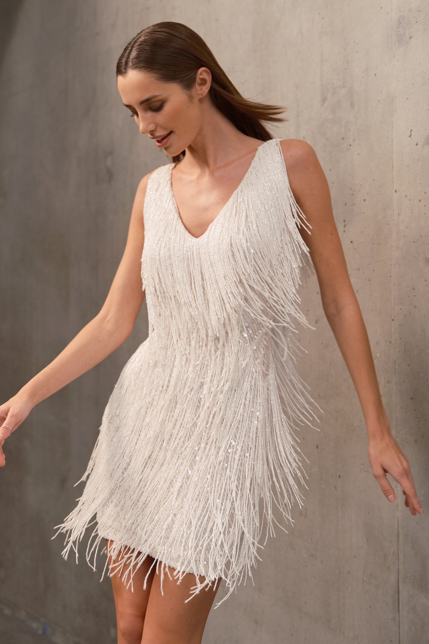 Sophie Shimmering and Elegant Fringe Beaded Robe