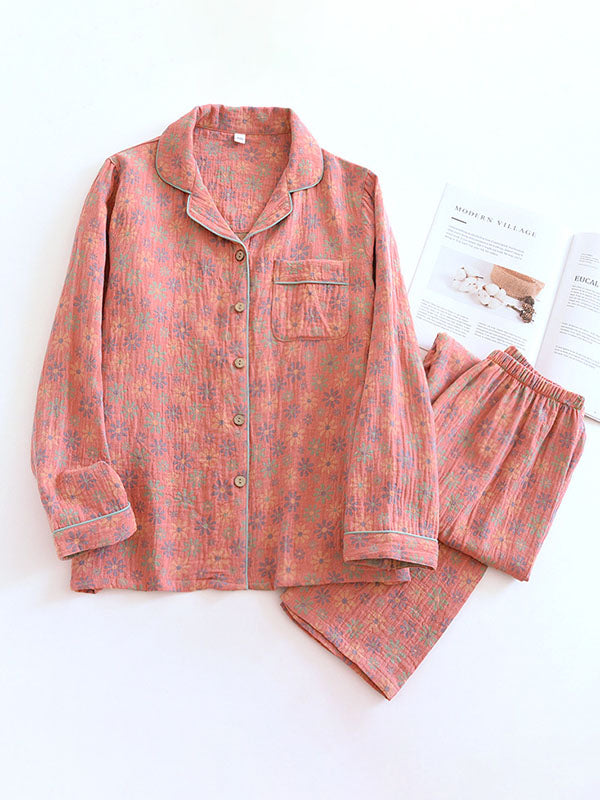 Sophie Elegant Vintage Floral Crepe Pajama Set