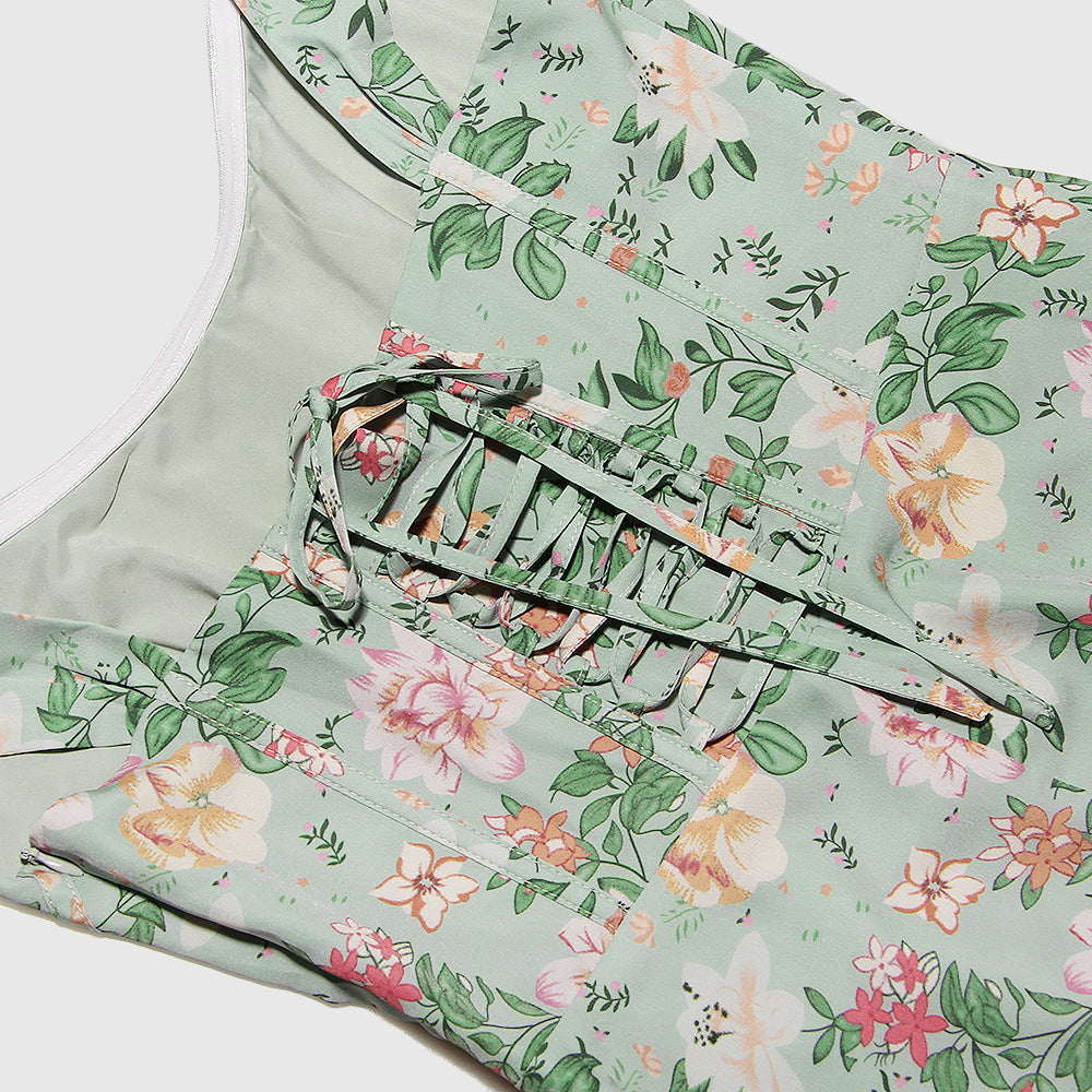Women's Midi Dress – Fitted Flared Floral