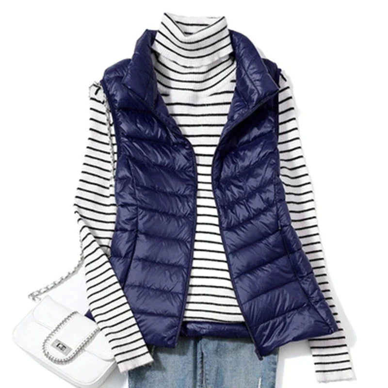 Clara – Lightweight colorful sleeveless down jacket for mid-season
