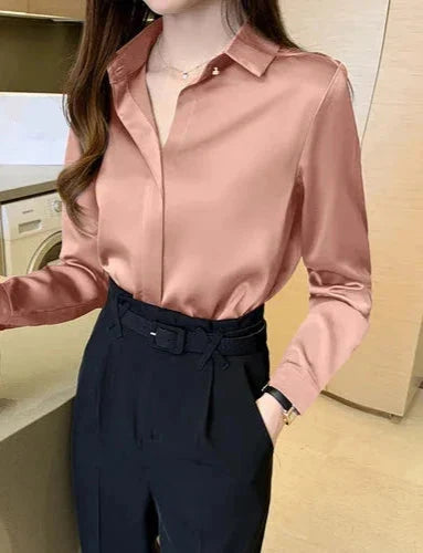 Women's Blouse - Long Sleeves Classic Collar