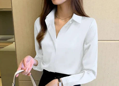 Women's Blouse - Long Sleeves Classic Collar