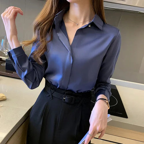 Women's Blouse - Long Sleeves Classic Collar