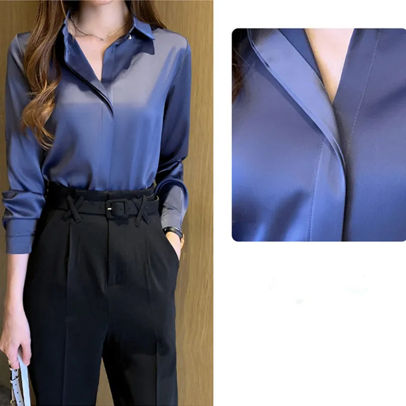 Women's Blouse - Long Sleeves Classic Collar