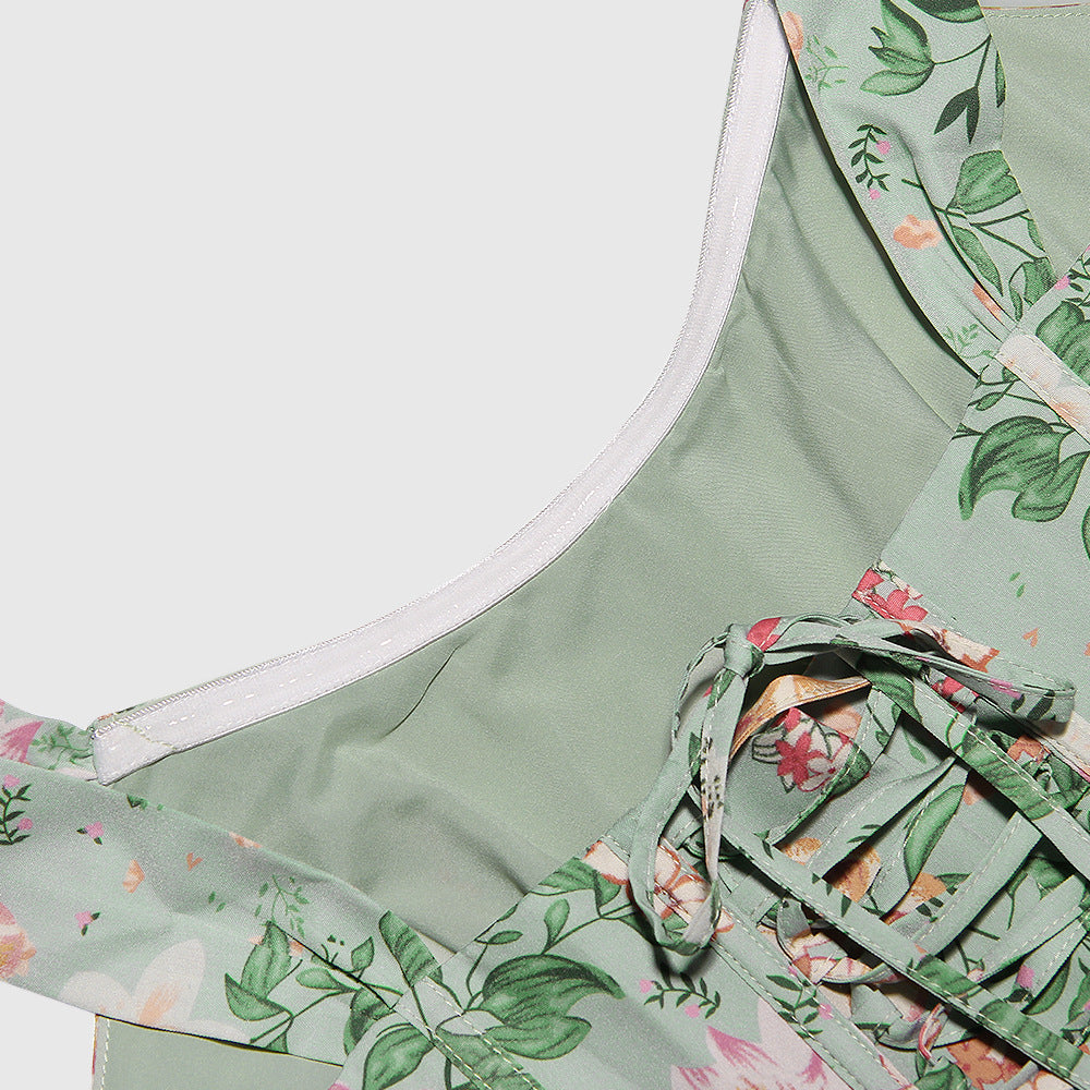 Women's Midi Dress – Fitted Flared Floral