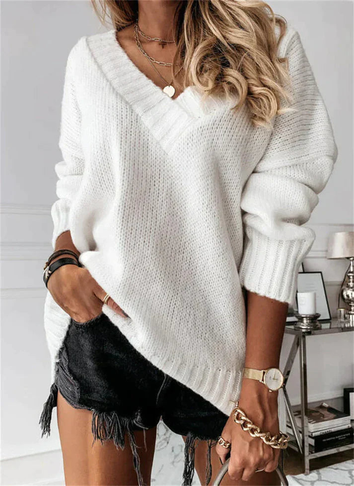 Emma – Soft knit V-neck sweater