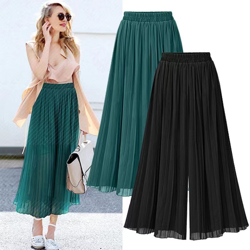 Women's Palazzo Pants - Fluid Pleated