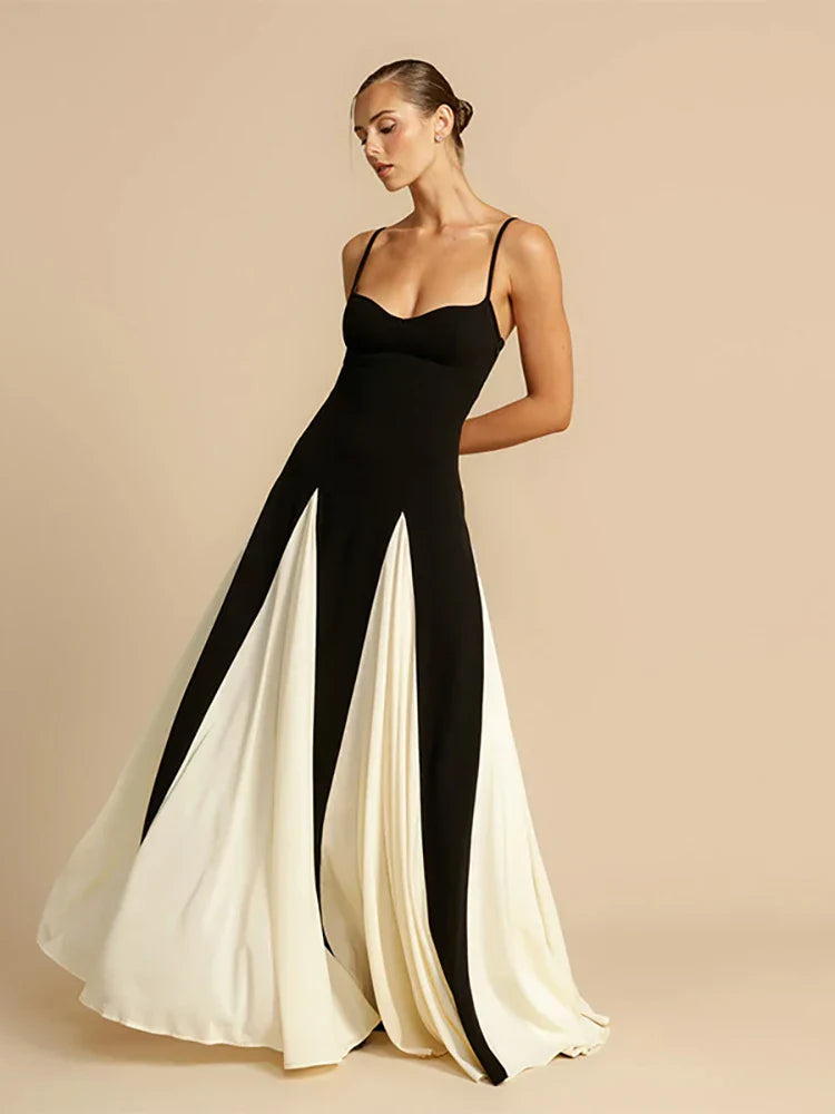 Evening Dress for Women - Long Flared Heart Neckline
