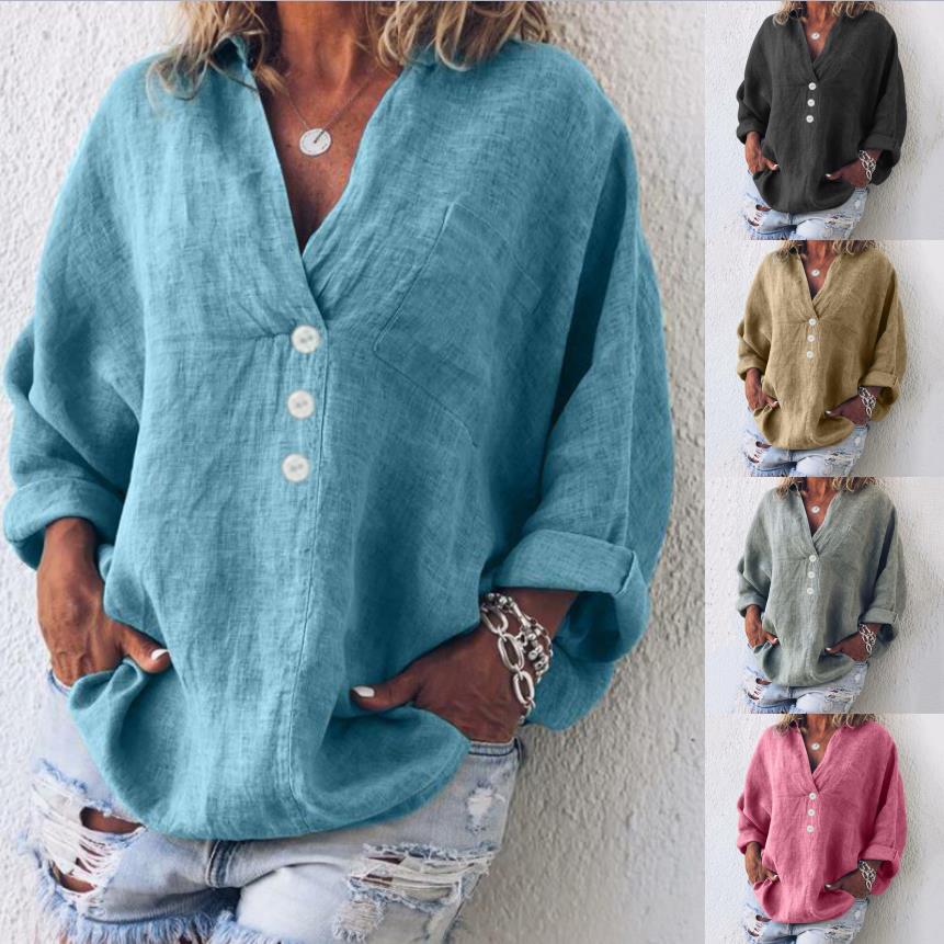 Women's Blouse - Long Sleeves V-Neck