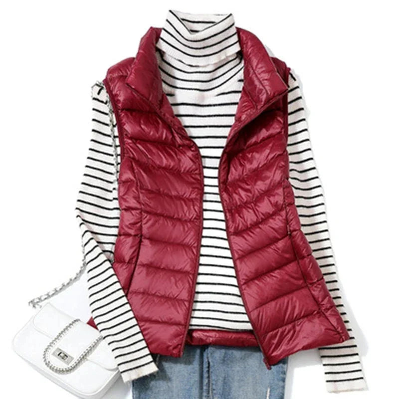 Clara – Lightweight colorful sleeveless down jacket for mid-season