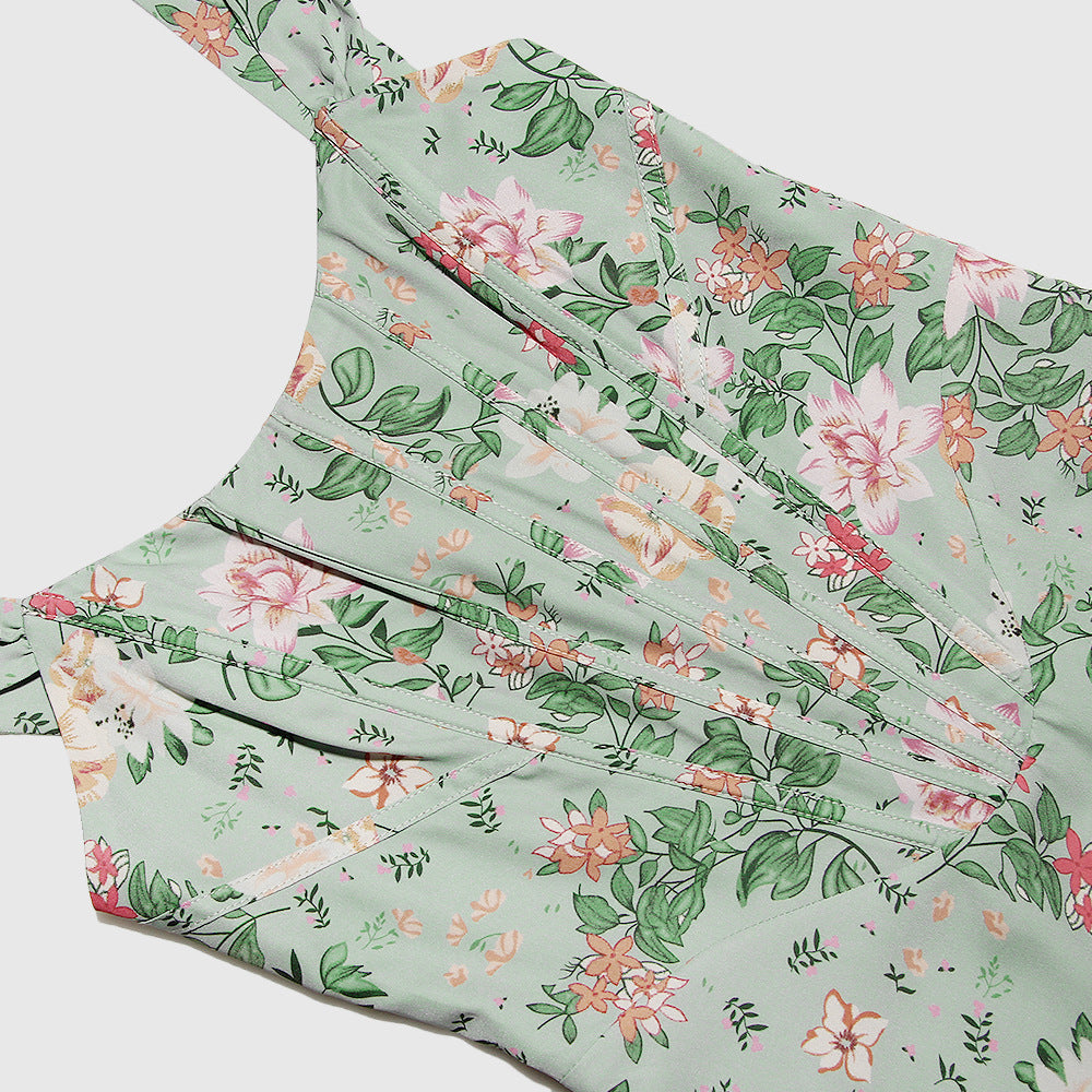Women's Midi Dress – Fitted Flared Floral