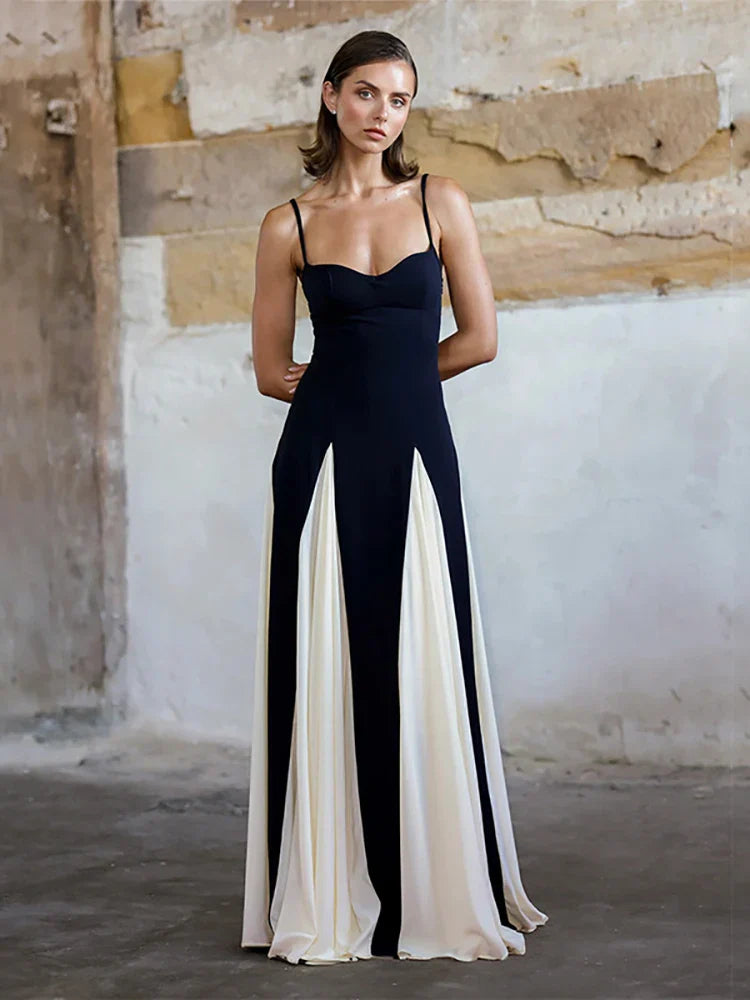 Evening Dress for Women - Long Flared Heart Neckline