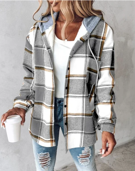 Sophie – Elegant Plaid Hoodie Jacket