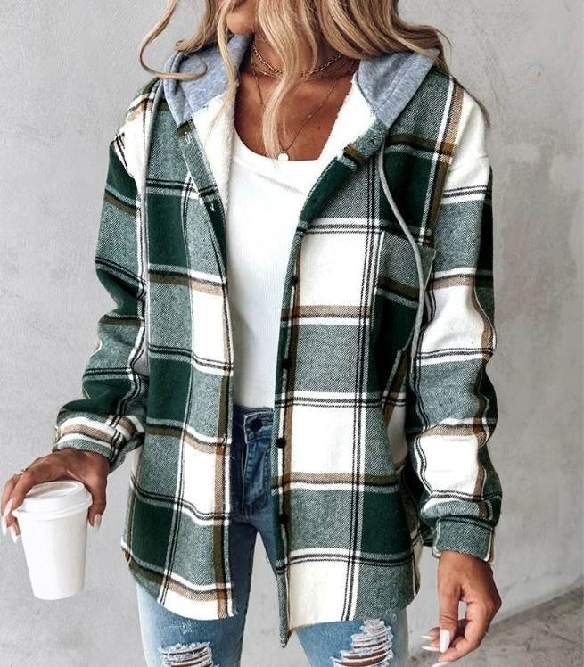 Sophie – Elegant Plaid Hoodie Jacket