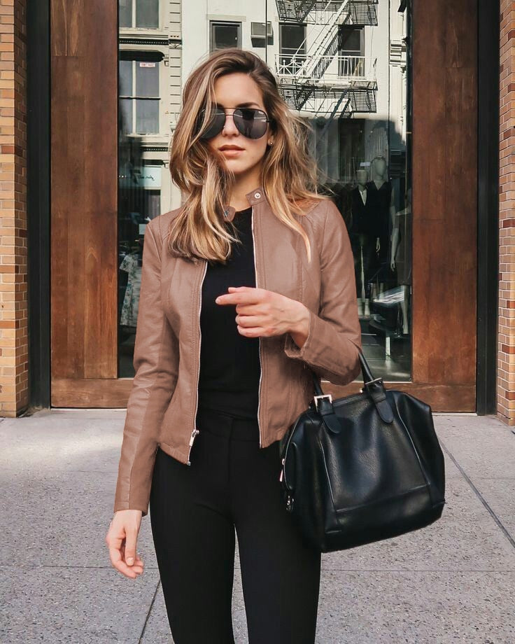 Emma – Elegant and modern slim faux leather jacket