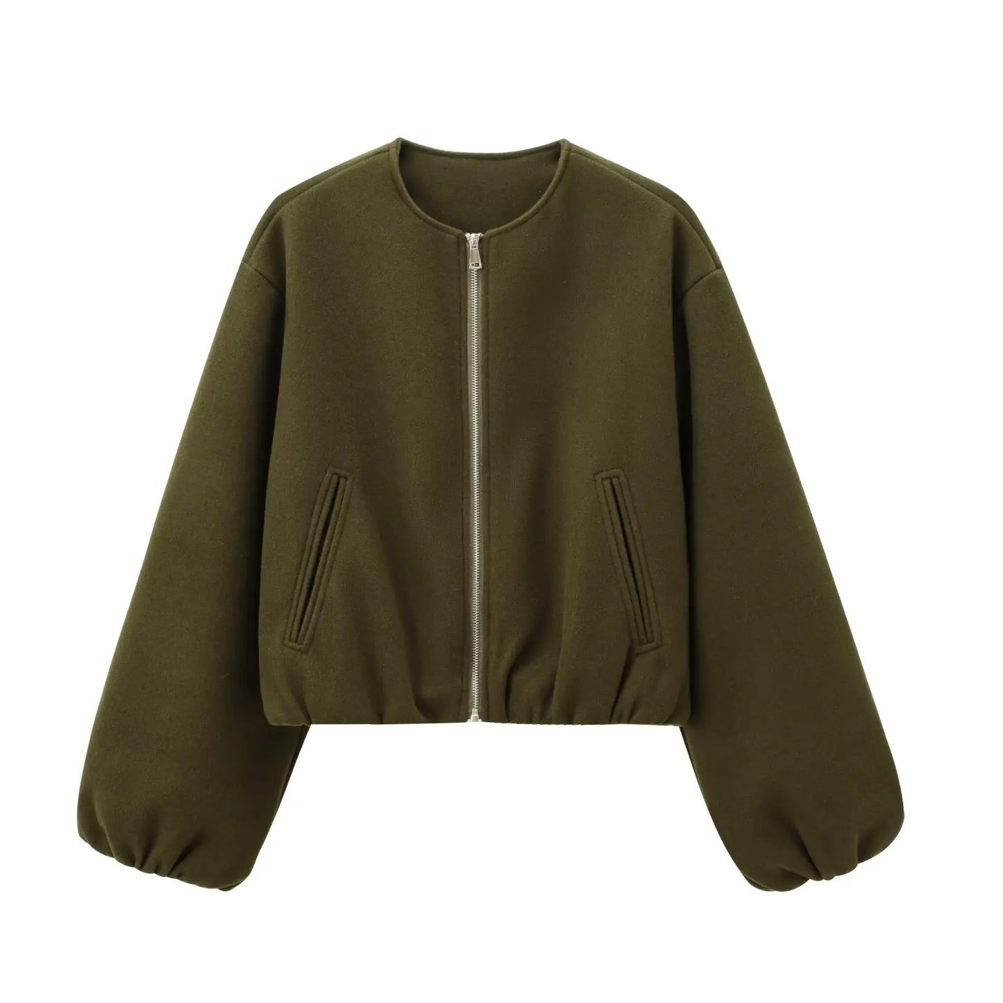 Léa – Elegant bomber in soft gray fabric
