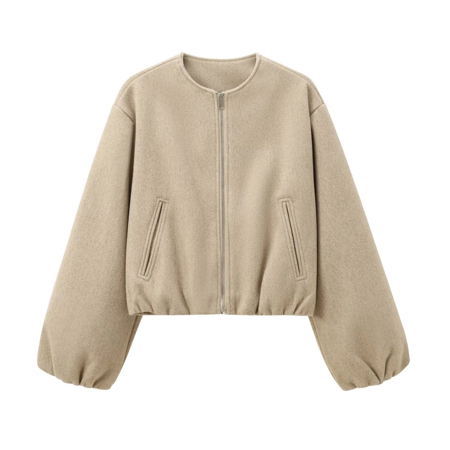 Léa – Elegant bomber in soft gray fabric