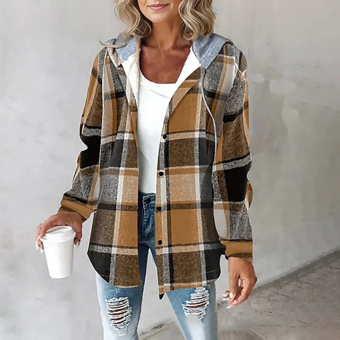 Léa – Veste chemise douce à carreaux