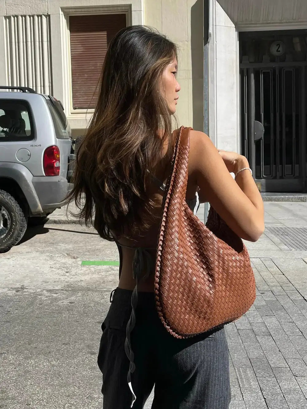 Elegant Woven Leather Hobo Bag Sophie