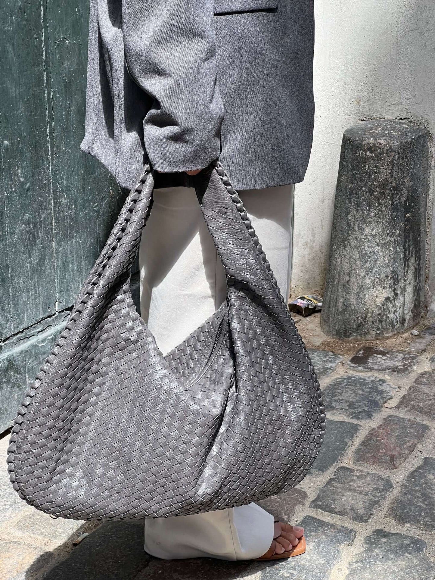 Elegant Woven Leather Hobo Bag Sophie