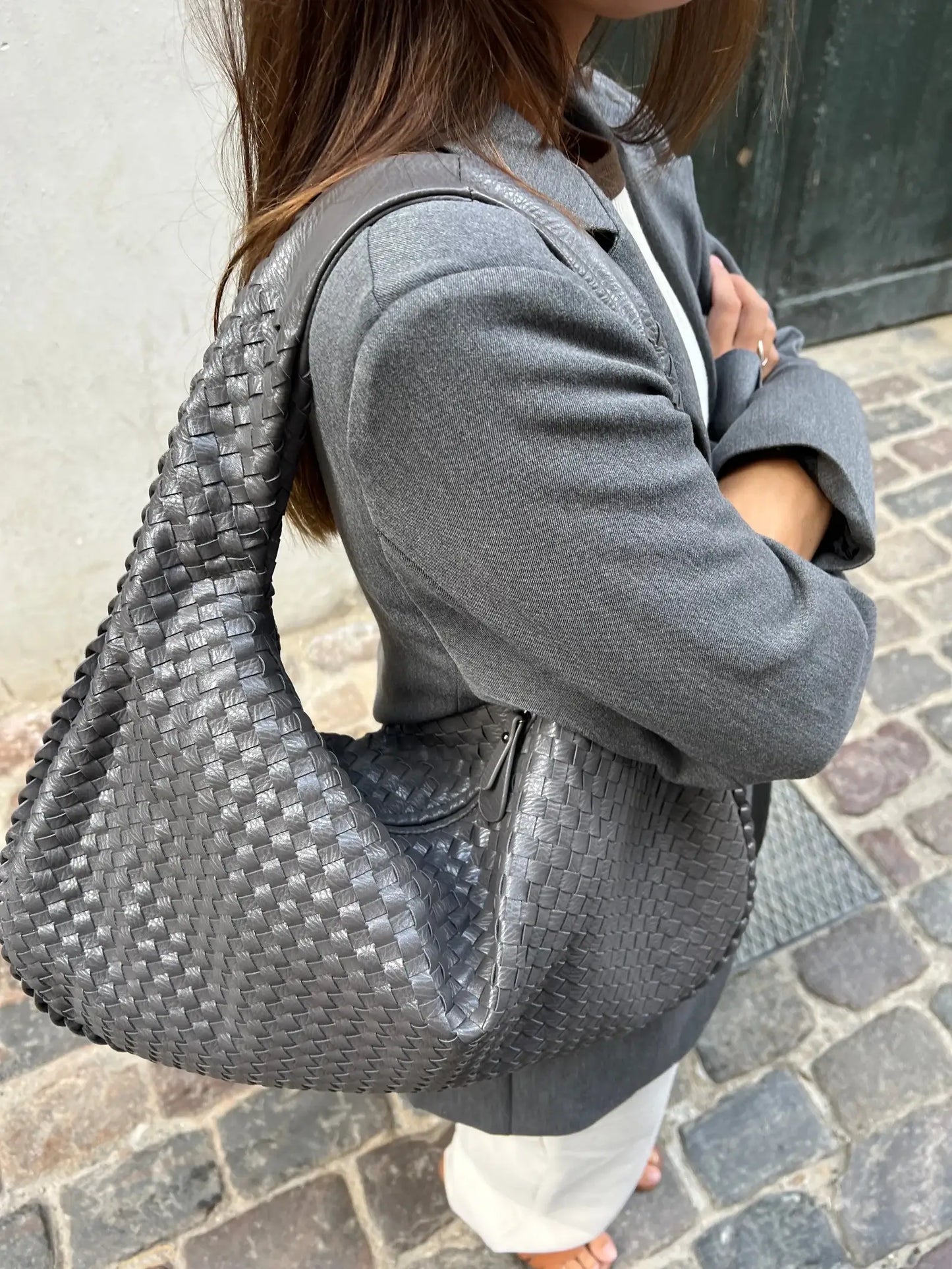 Elegant Woven Leather Hobo Bag Sophie